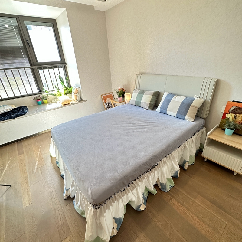 91家纺网 家纺一手货源 找家纺 好阁 2022新款200g牛奶绒单品床笠 冰川蓝