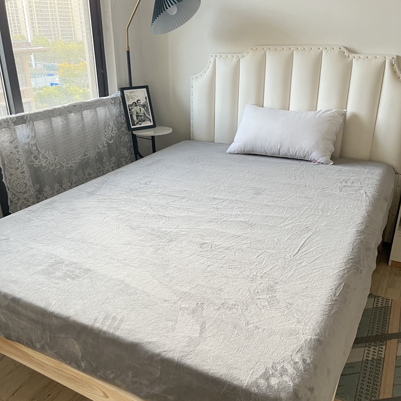 91家纺网 家纺一手货源 找家纺 好阁 2022新款200g牛奶绒单品床笠 星空灰