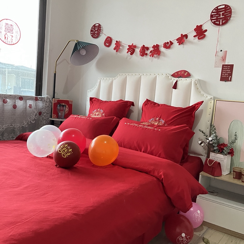 91家纺网 家纺一手货源 找家纺 玉雅家纺 2025新款亲肤棉刺绣婚庆四件套 唯 一