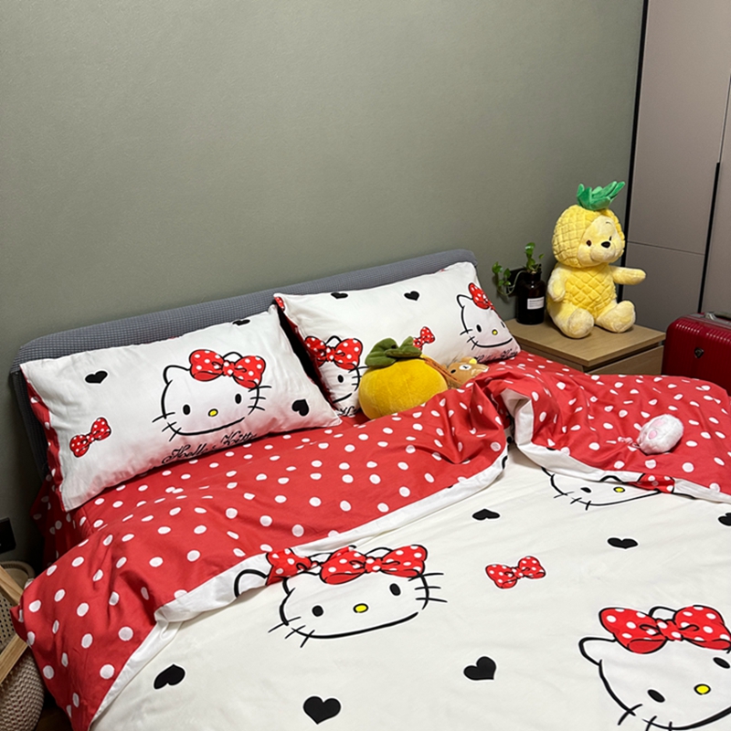 91家纺网 家纺一手货源 找家纺 总暮思正版授权Hello Kitty系列全棉13372四件套