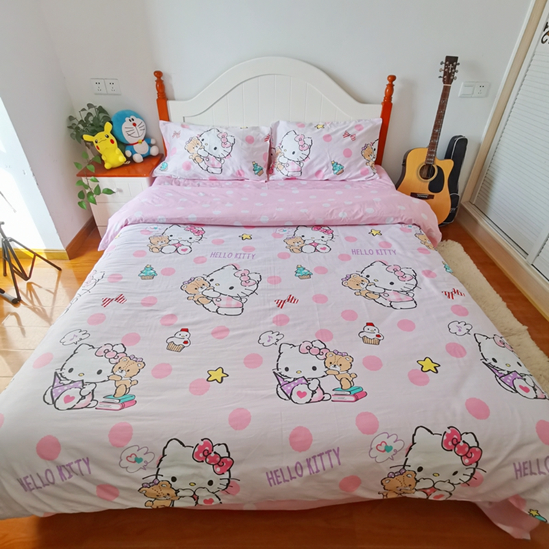 91家纺网 家纺一手货源 找家纺 正版授权HelloKitty系列全棉13372四件套小熊KT