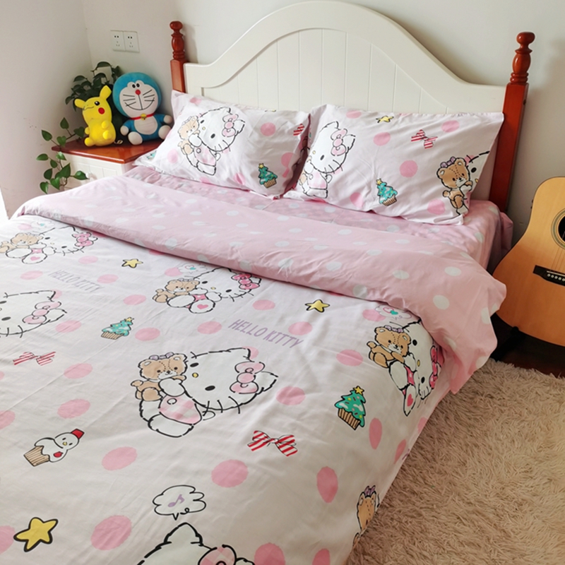 91家纺网 家纺一手货源 找家纺 正版授权HelloKitty系列全棉13372四件套小熊KT