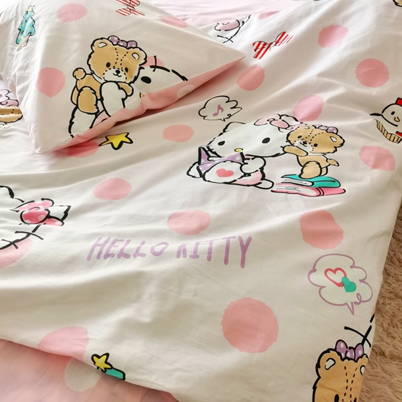 91家纺网 家纺一手货源 找家纺 正版授权HelloKitty系列全棉13372四件套小熊KT