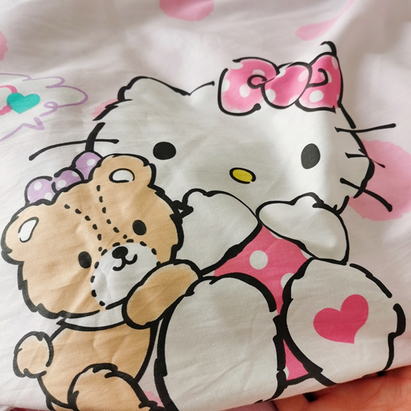 91家纺网 家纺一手货源 找家纺 正版授权HelloKitty系列全棉13372四件套小熊KT