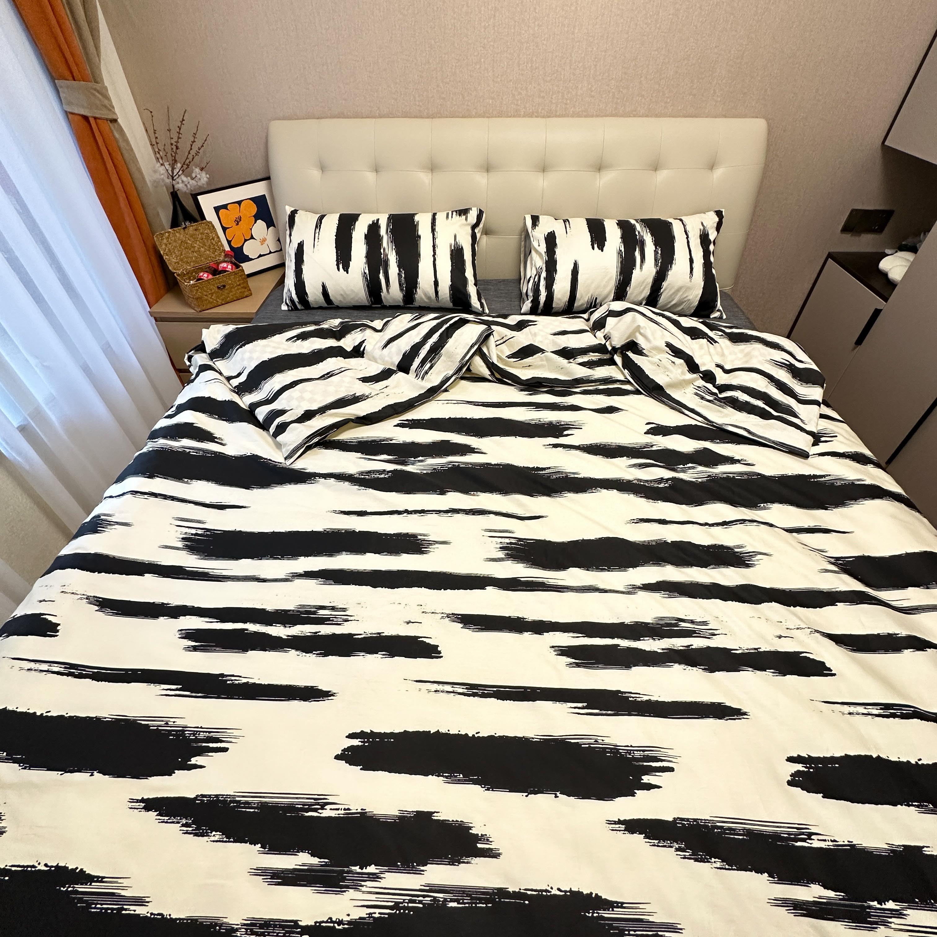 91家纺网 家纺一手货源 找家纺 暮思2023北欧简约水波纹博主13372纯棉四件套水波纹炭黑