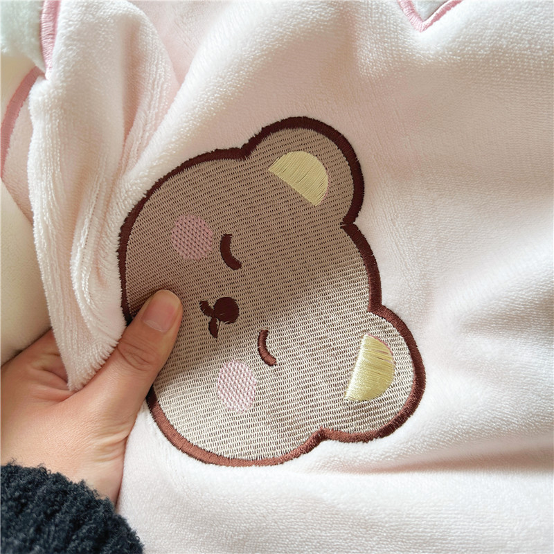 91家纺网 家纺一手货源 找家纺 柠馨 2022新款230g牛奶绒贴布绣花可爱卡通四件套可爱多