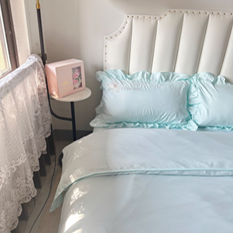 91家纺网 家纺一手货源 找家纺 ab家纺 2023新款满绣水洗棉四件套 水兰