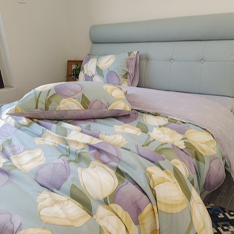 91家纺网 家纺一手货源 找家纺 感遇2022新款全棉印花四件套系列 郁金香