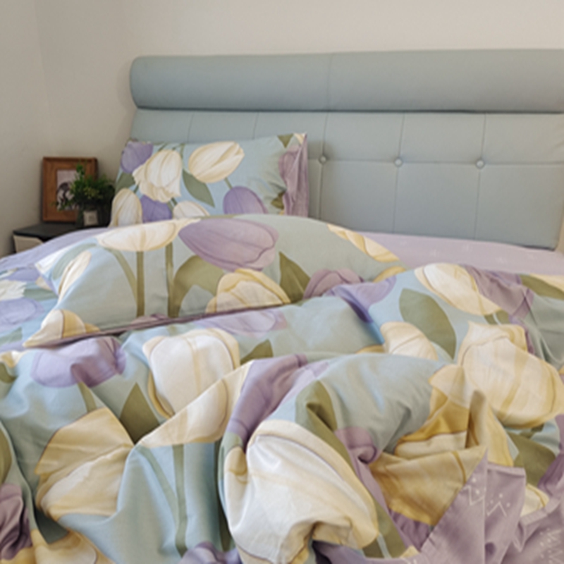 91家纺网 家纺一手货源 找家纺 感遇2022新款全棉印花四件套系列 郁金香