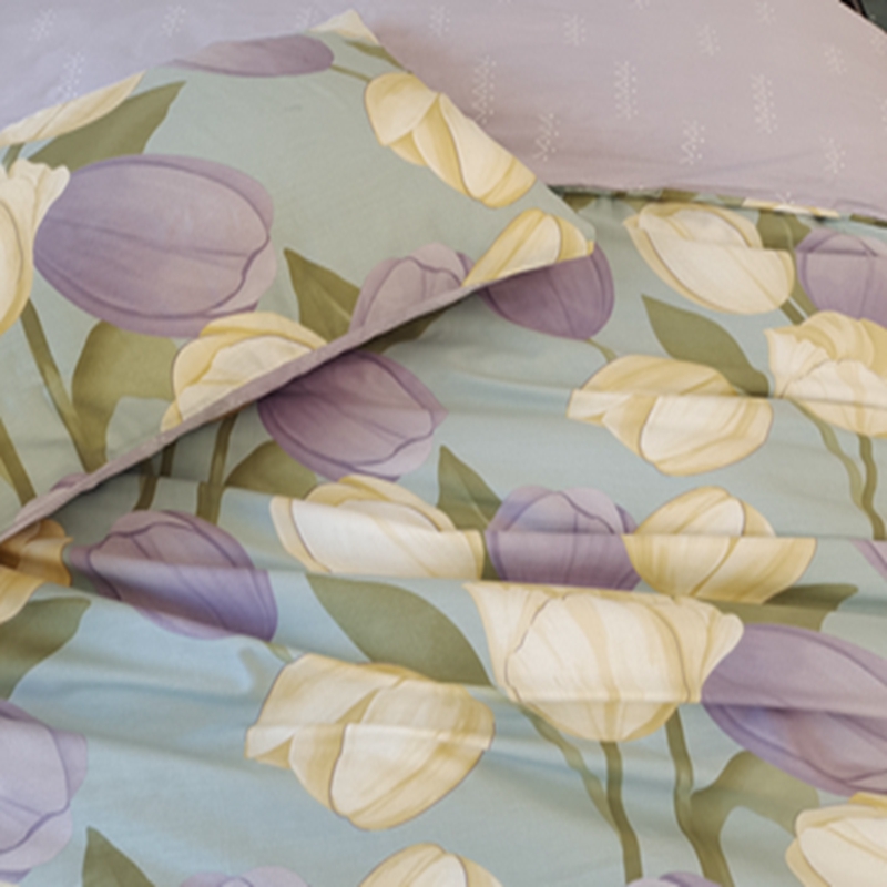 91家纺网 家纺一手货源 找家纺 感遇2022新款全棉印花四件套系列 郁金香