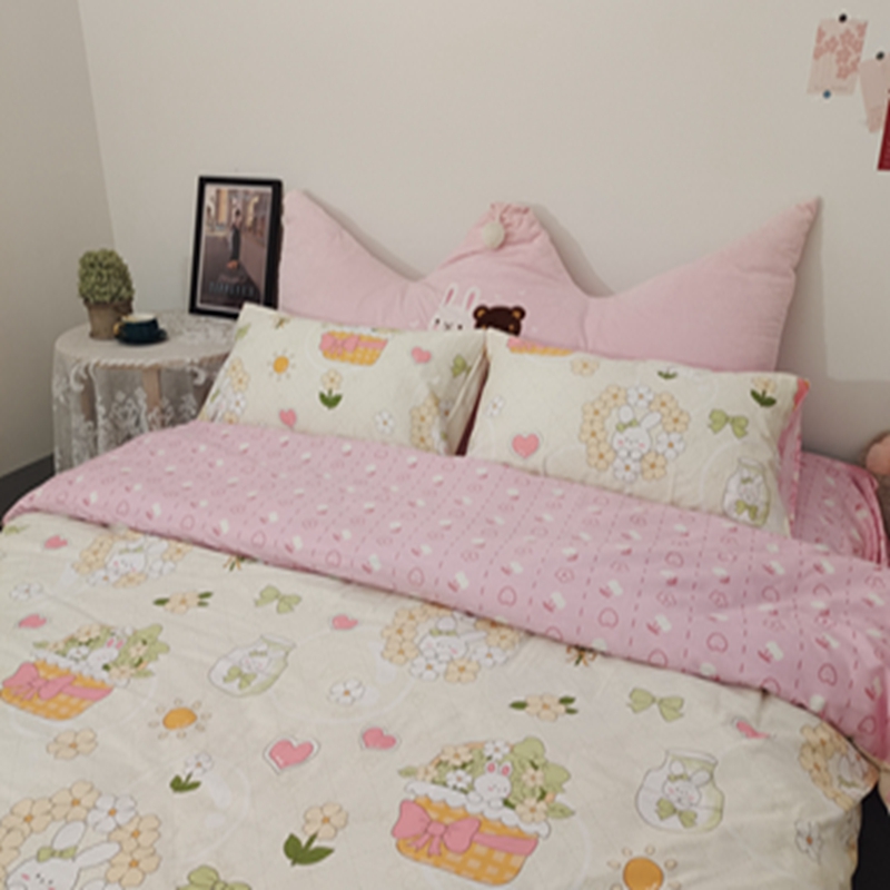 91家纺网 家纺一手货源 找家纺 感遇2022新款全棉印花四件套系列 爱心小兔