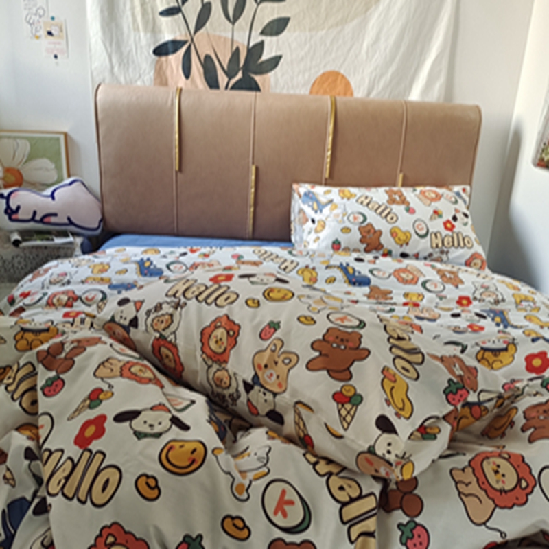 91家纺网 家纺一手货源 找家纺 感遇2022新款全棉印花四件套系列 动物园蓝