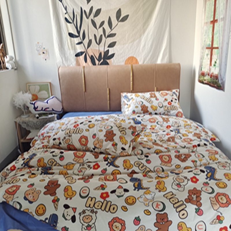 91家纺网 家纺一手货源 找家纺 感遇2022新款全棉印花四件套系列 动物园蓝