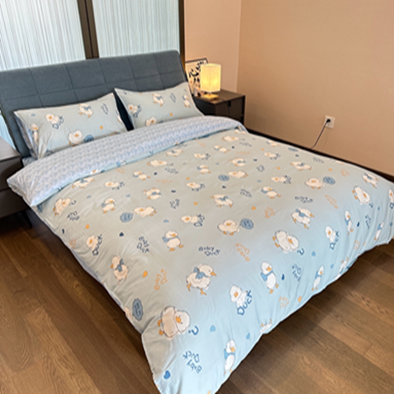 91家纺网 家纺一手货源 找家纺 感遇2022新款全棉印花四件套系列 萌萌鸭