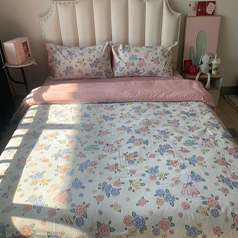 91家纺网 家纺一手货源 找家纺 感遇2022新款全棉印花四件套系列 兔公主