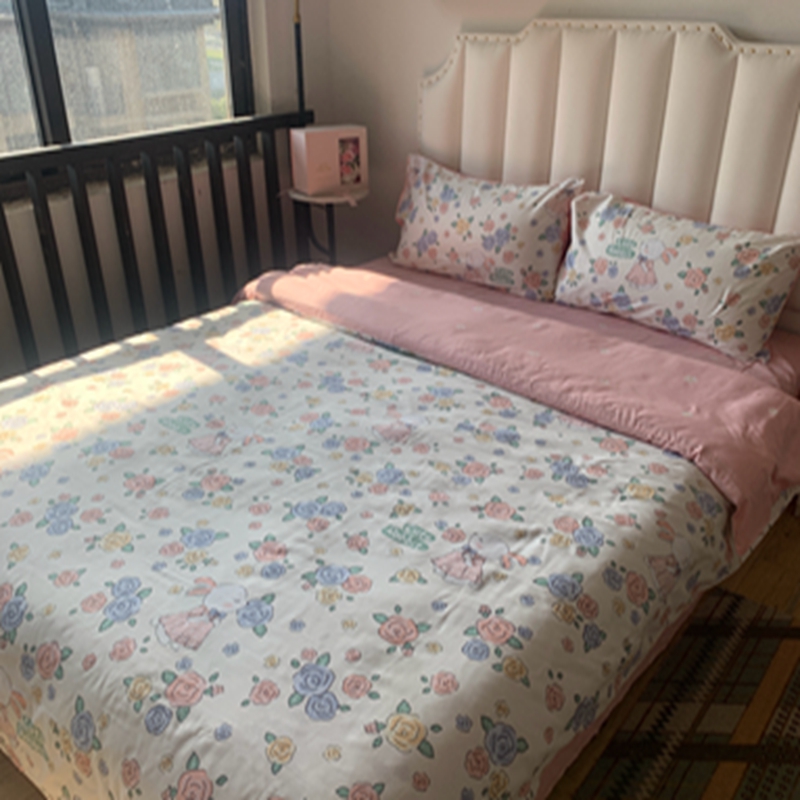 91家纺网 家纺一手货源 找家纺 感遇2022新款全棉印花四件套系列 兔公主