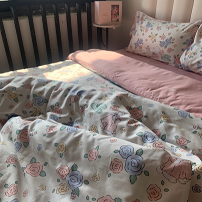 91家纺网 家纺一手货源 找家纺 感遇2022新款全棉印花四件套系列 兔公主