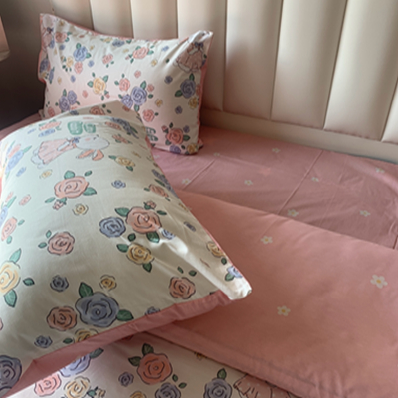 91家纺网 家纺一手货源 找家纺 感遇2022新款全棉印花四件套系列 兔公主