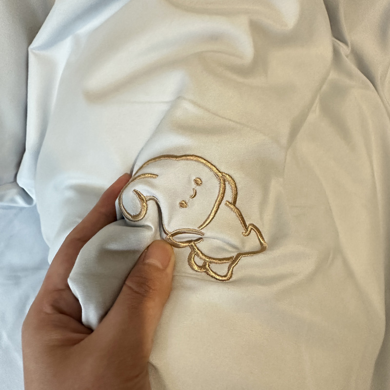 91家纺网 家纺一手货源 找家纺 N先生 2024新款亲肤水洗棉刺绣四件套-小花兔 小花兔-蓝