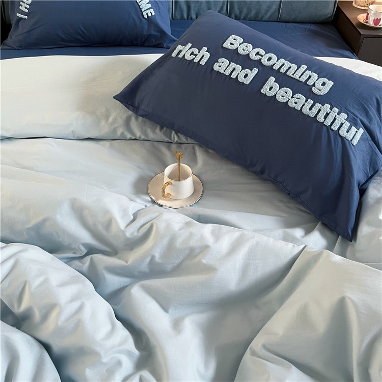 91家纺网 家纺一手货源 找家纺 （总）泽西 2023新款40支双拼全棉水洗棉纯棉床单床笠床上用品四件套