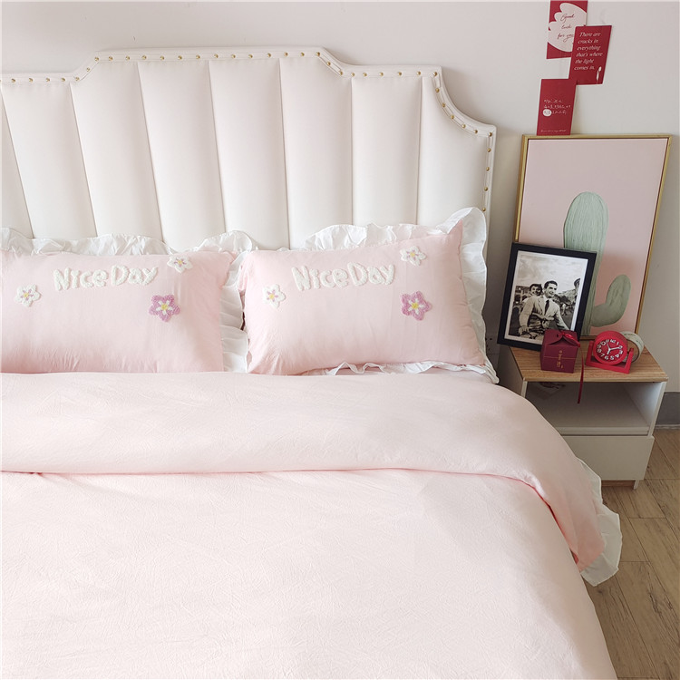 91家纺网 家纺一手货源 找家纺 泉欣直播网红款牛奶绒卡通毛巾绣四件套雪宝宝系列 雪宝宝-粉玉