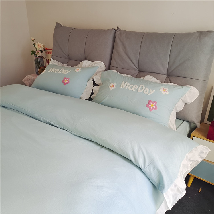 91家纺网 家纺一手货源 找家纺 泉欣家纺2024新款小精灵系列加厚水洗亲肤棉毛巾绣四件套小精灵浅绿