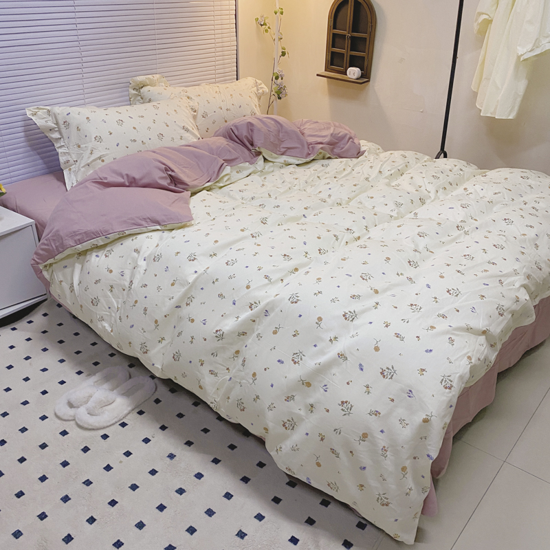 91家纺网 家纺一手货源 找家纺 潮邦 2025新款13372全棉韩式花卉四件套【含买家秀】 萱花