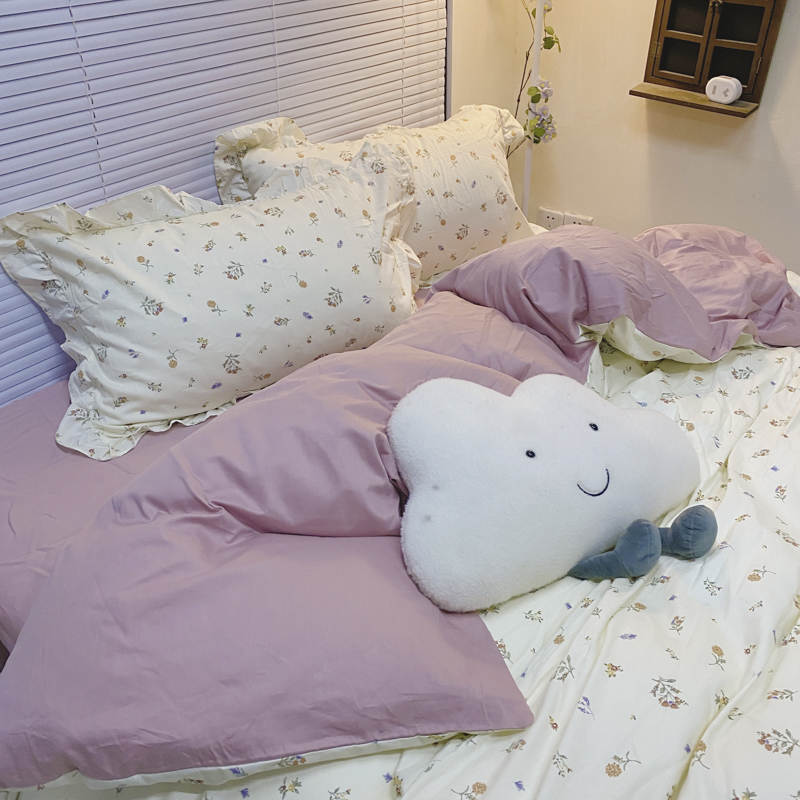 91家纺网 家纺一手货源 找家纺 潮邦 2025新款13372全棉韩式花卉四件套【含买家秀】 萱花