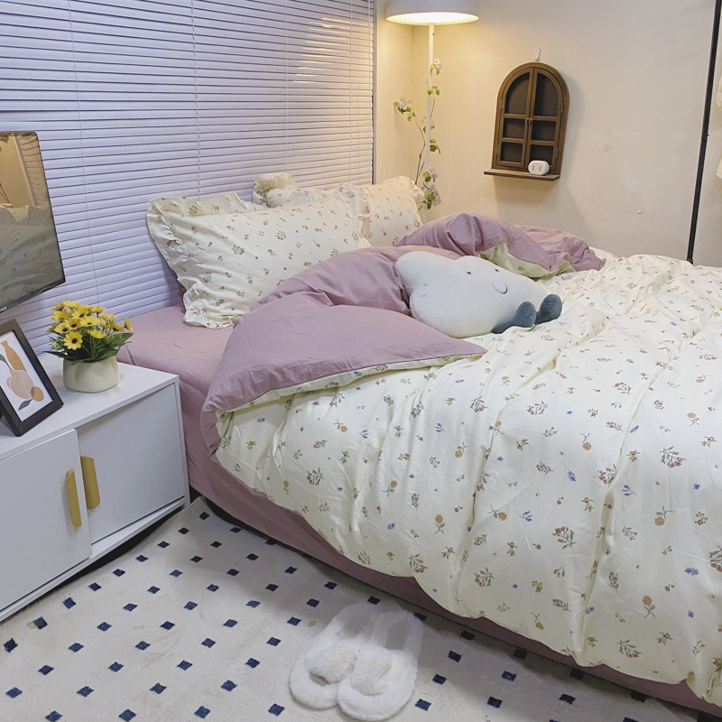 91家纺网 家纺一手货源 找家纺 潮邦 2025新款13372全棉韩式花卉四件套【含买家秀】 萱花