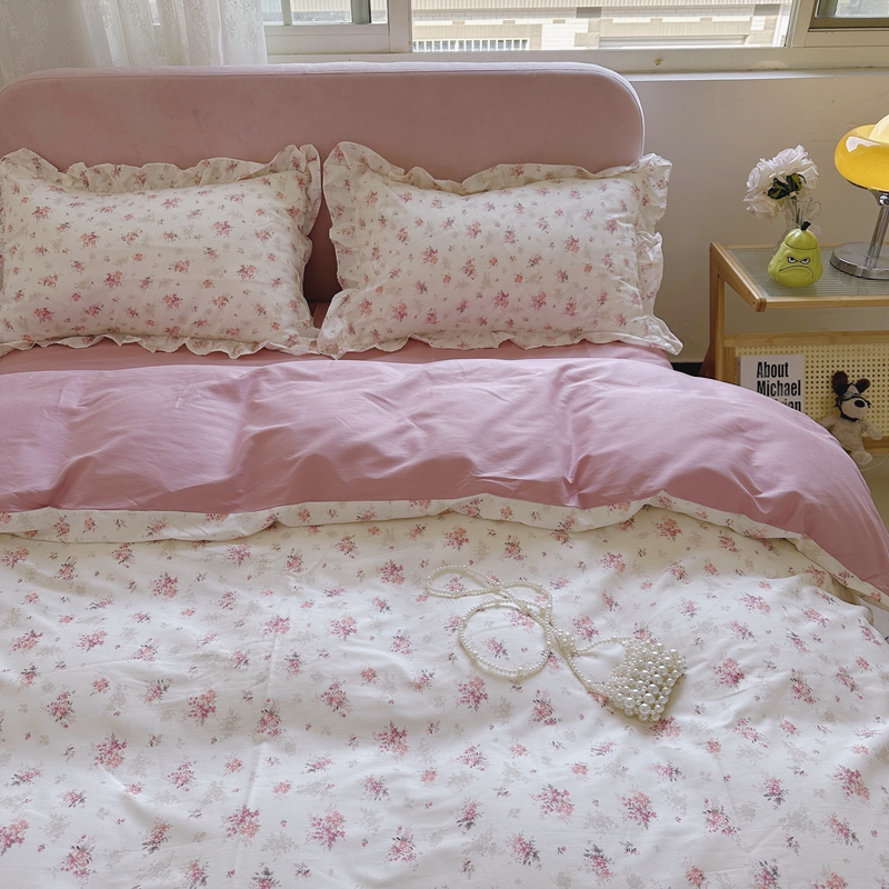 91家纺网 家纺一手货源 找家纺 （总）潮邦 2025新款13372全棉韩式花卉四件套【含买家秀】