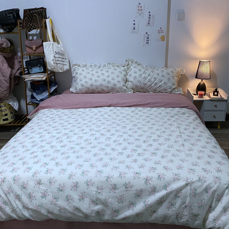 91家纺网 家纺一手货源 找家纺 潮邦 2025新款13372全棉韩式花卉四件套【含买家秀】 少女心