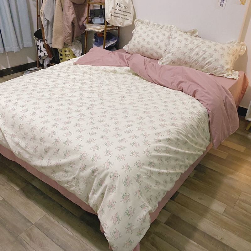 91家纺网 家纺一手货源 找家纺 潮邦 2025新款13372全棉韩式花卉四件套【含买家秀】 少女心