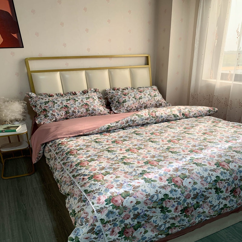 91家纺网 家纺一手货源 找家纺 潮邦 2025新款13372全棉韩式花卉四件套【含买家秀】 香雪兰