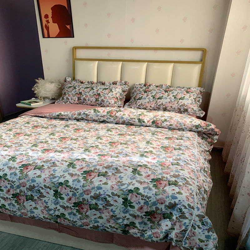 91家纺网 家纺一手货源 找家纺 潮邦 2025新款13372全棉韩式花卉四件套【含买家秀】 香雪兰