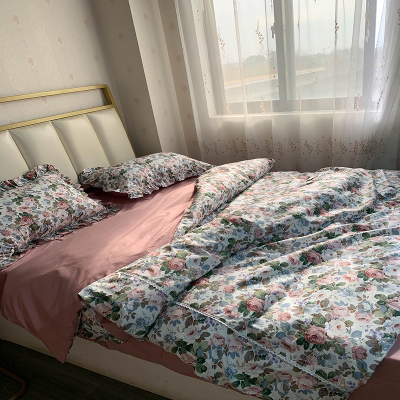 91家纺网 家纺一手货源 找家纺 潮邦 2025新款13372全棉韩式花卉四件套【含买家秀】 香雪兰