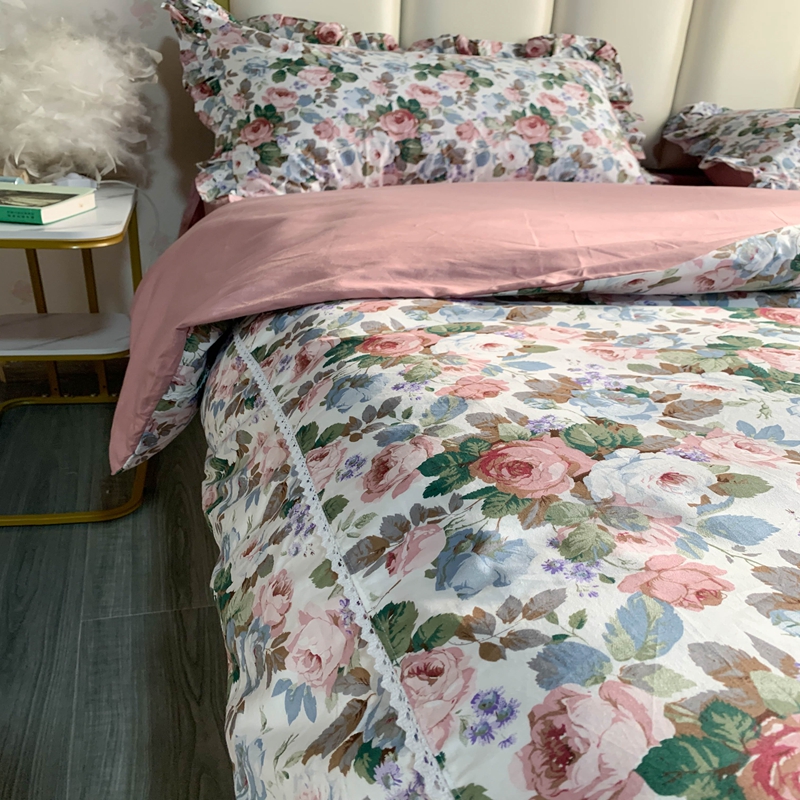 91家纺网 家纺一手货源 找家纺 潮邦 2025新款13372全棉韩式花卉四件套【含买家秀】 香雪兰