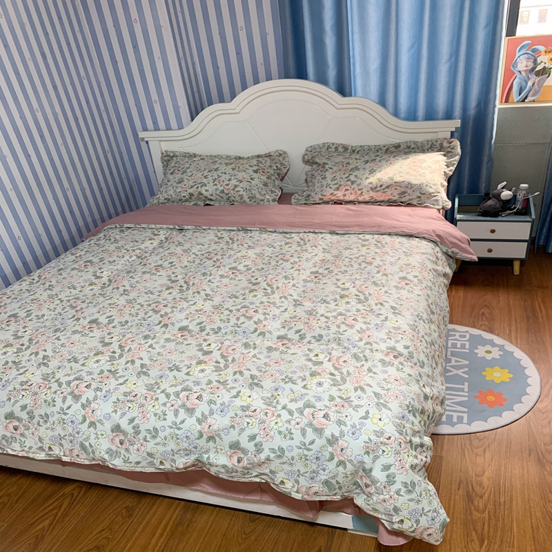 91家纺网 家纺一手货源 找家纺 潮邦 2025新款13372全棉韩式花卉四件套【含买家秀】 兰玲梦