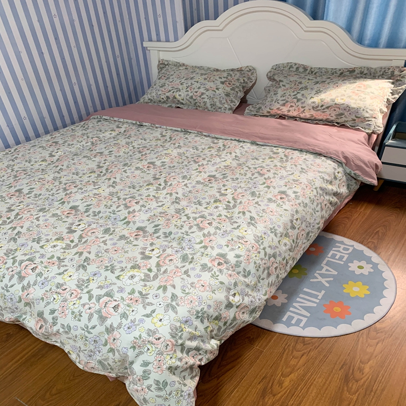 91家纺网 家纺一手货源 找家纺 潮邦 2025新款13372全棉韩式花卉四件套【含买家秀】 兰玲梦