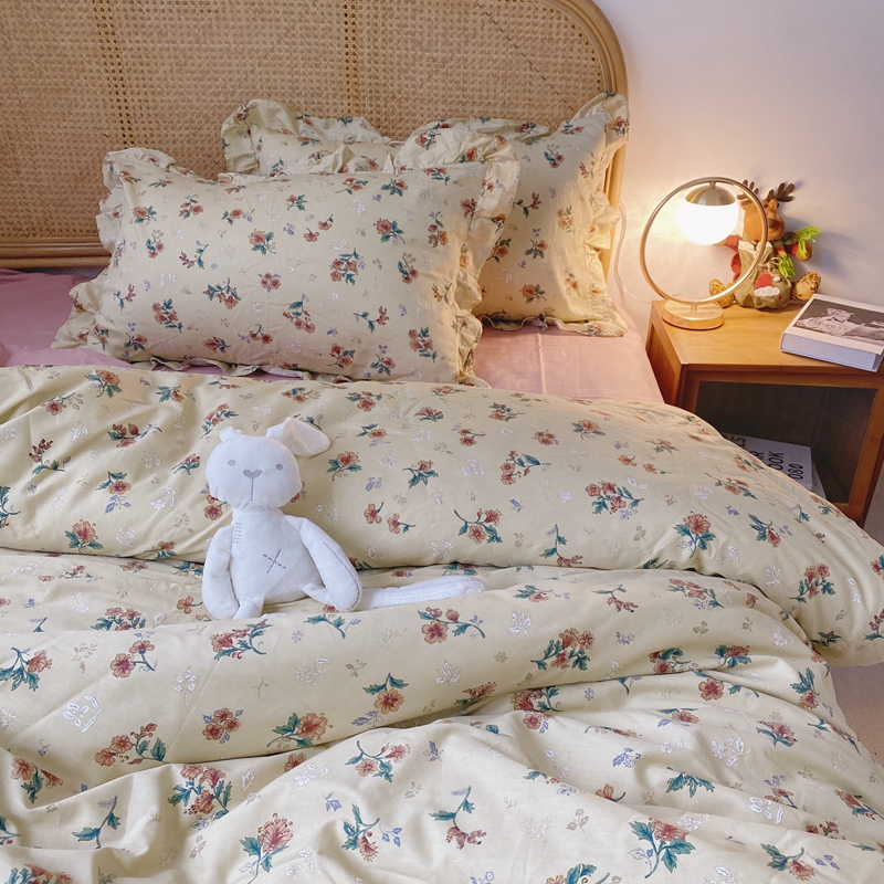 91家纺网 家纺一手货源 找家纺 潮邦 2025新款13372全棉韩式花卉四件套【含买家秀】 花悦