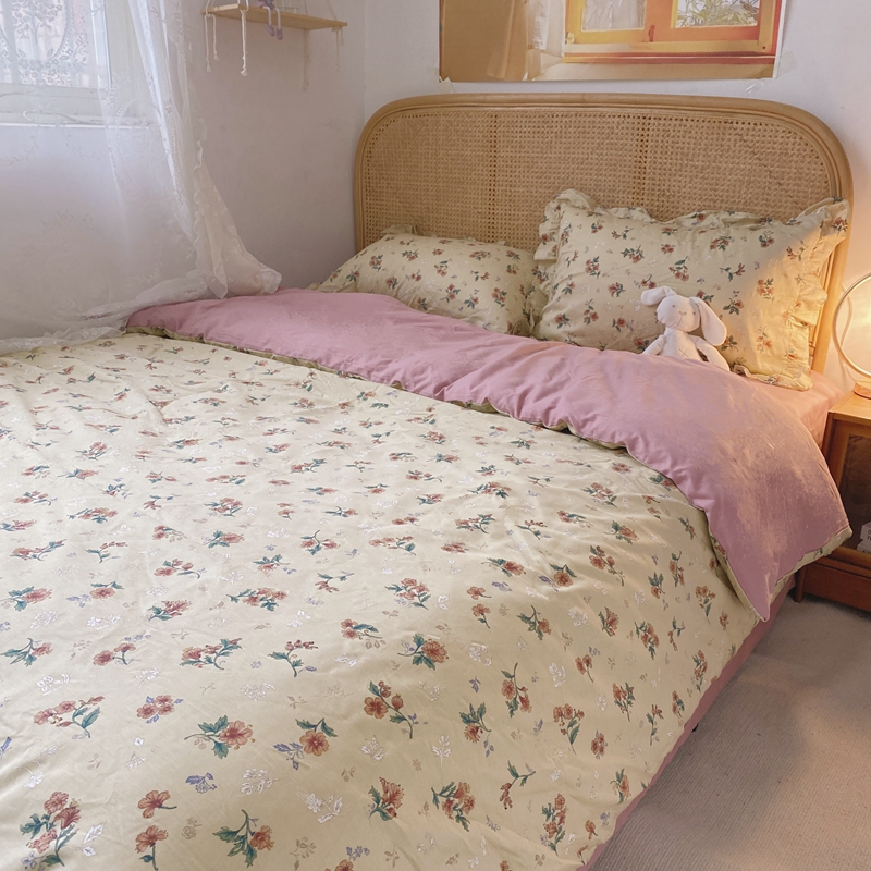 91家纺网 家纺一手货源 找家纺 潮邦 2025新款13372全棉韩式花卉四件套【含买家秀】 花悦