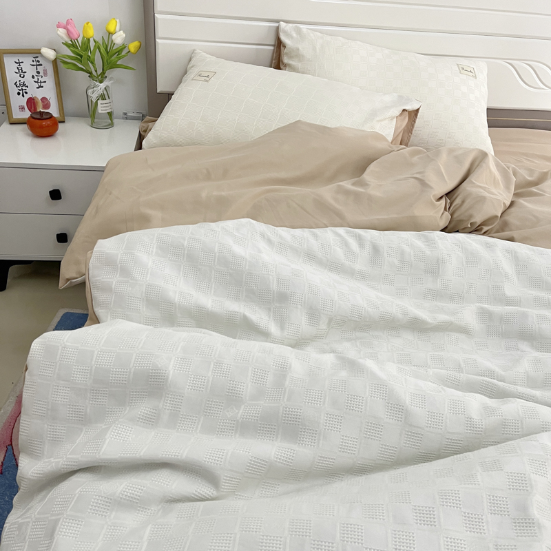 91家纺网 家纺一手货源 找家纺 （总）金麦  2023新款冰丝华夫格四件套系列