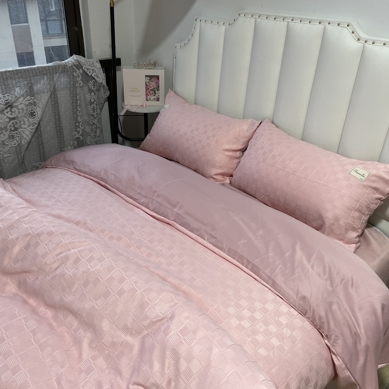 91家纺网 家纺一手货源 找家纺 金麦  2023新款冰丝华夫格四件套系列 华夫格藕粉