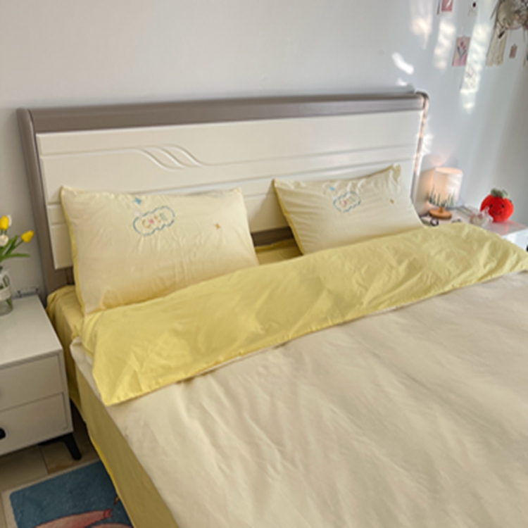 91家纺网 家纺一手货源 找家纺 蜜柚 2024新款全棉贴布绣四件套 彩虹鸭-奶黄