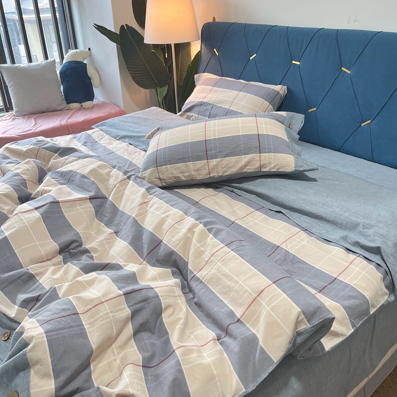 91家纺网 家纺一手货源 找家纺 （总）琉宿家纺 2025新款纽扣款水洗棉四件套