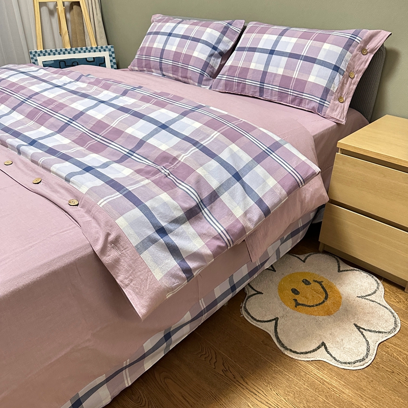 91家纺网 家纺一手货源 找家纺 （总）琉宿家纺 2025新款纽扣款水洗棉四件套