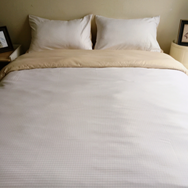 91家纺网 家纺一手货源 找家纺 N先生  2024新款小方格提花水洗棉四件套 香槟色