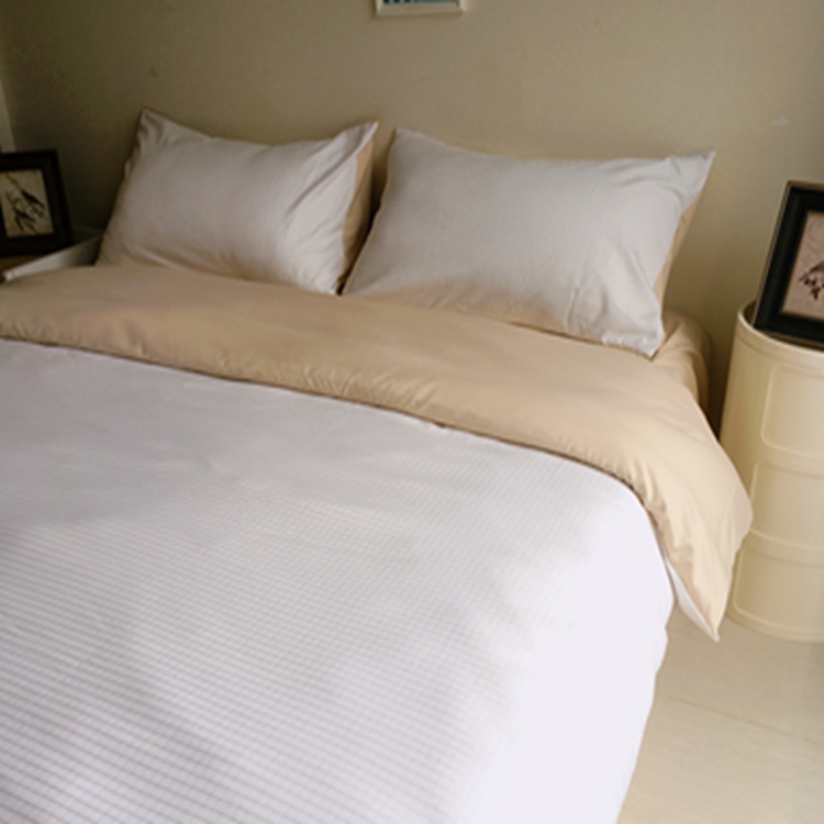 91家纺网 家纺一手货源 找家纺 N先生  2024新款小方格提花水洗棉四件套 香槟色