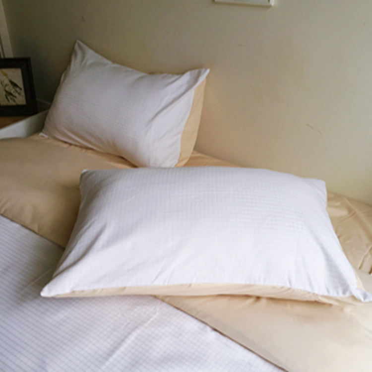 91家纺网 家纺一手货源 找家纺 N先生  2024新款小方格提花水洗棉四件套 香槟色