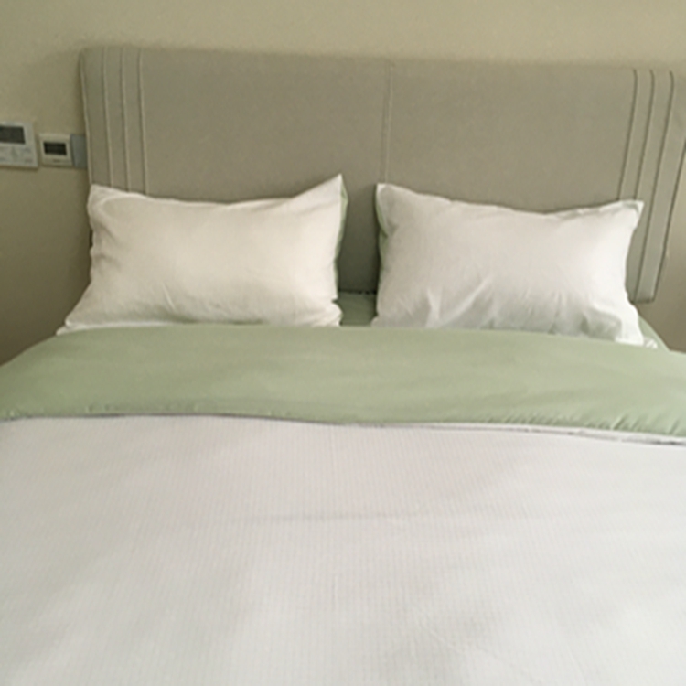 91家纺网 家纺一手货源 找家纺 N先生  2024新款小方格提花水洗棉四件套 抹茶绿