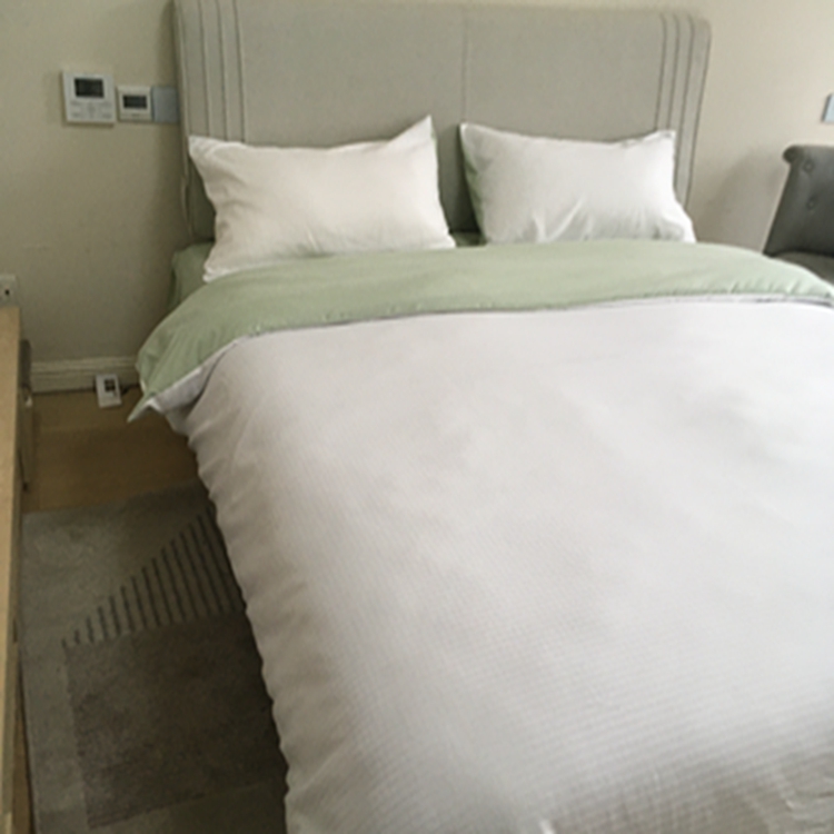 91家纺网 家纺一手货源 找家纺 N先生  2024新款小方格提花水洗棉四件套 抹茶绿